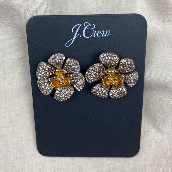 J. Crew Mini Icicle Flower Pave’ Earrings New! - Picture 3 of 8